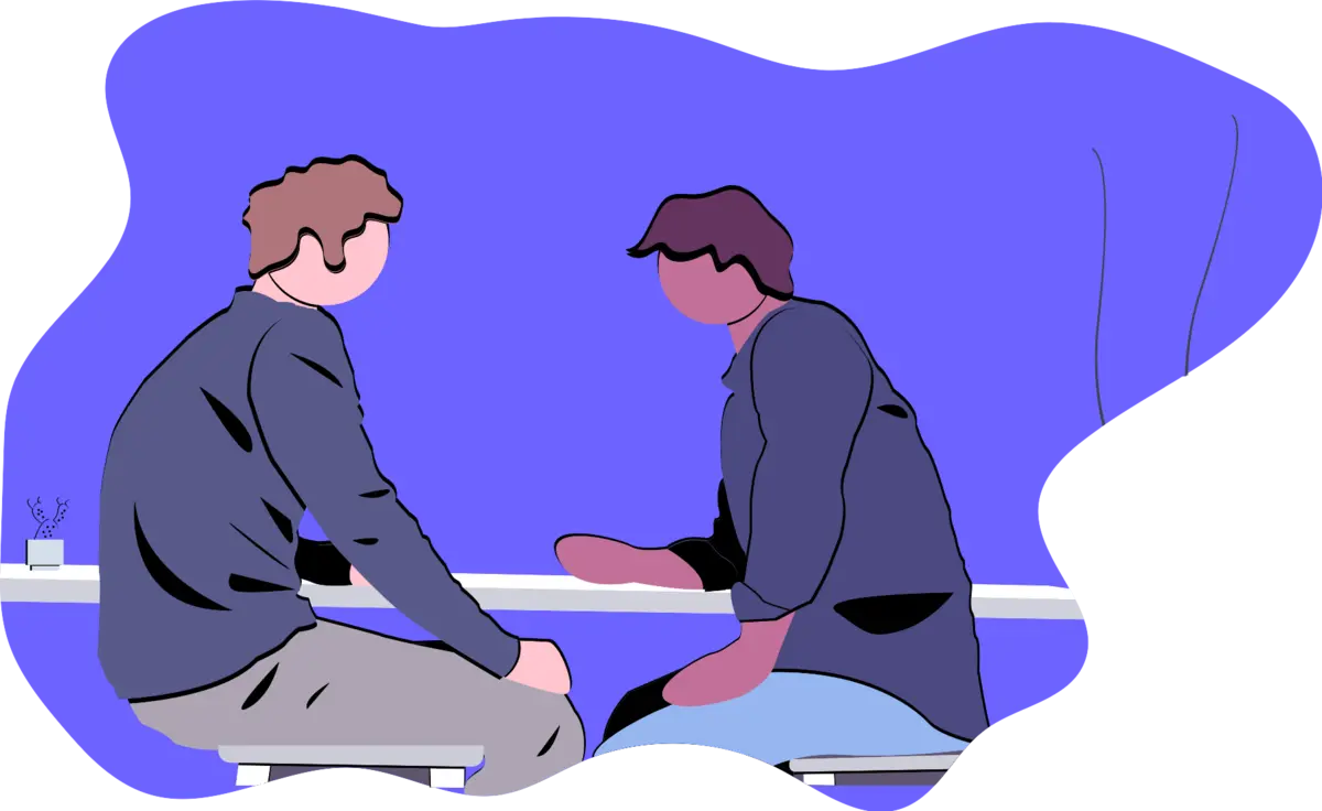 Illustration de deux personnes en discussion